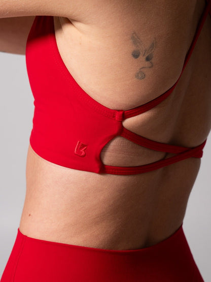 Girlfriend Reversible Sports Bra - Lipstick Red and Miami Vice