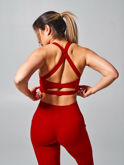 Candy Wrap Sports Bra - Lipstick Red