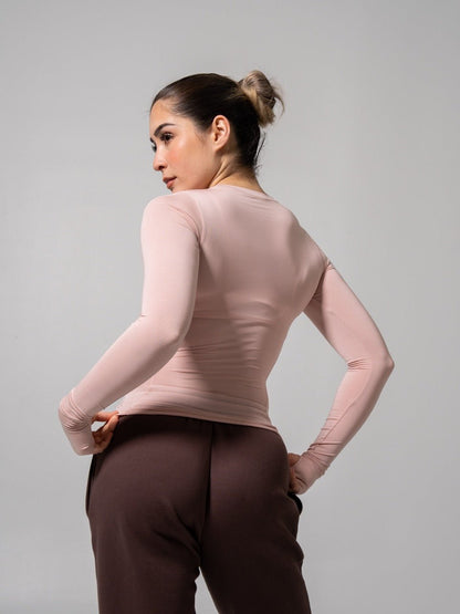 Halo Long Sleeve Hip Tee - Strawberry Milk