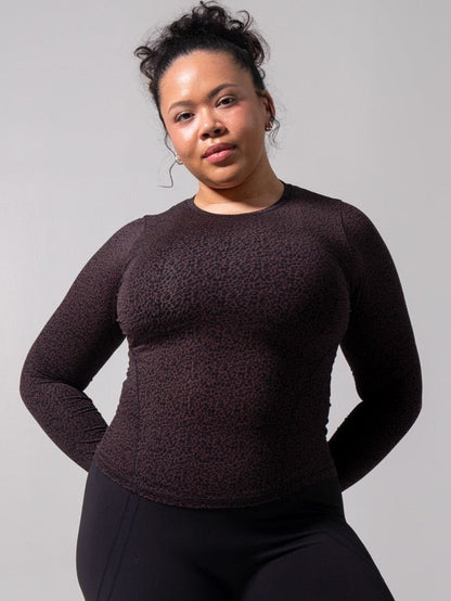 Halo Long Sleeve Hip Tee - Leopard Print