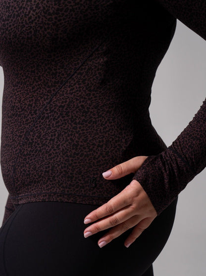 Halo Long Sleeve Hip Tee - Leopard Print