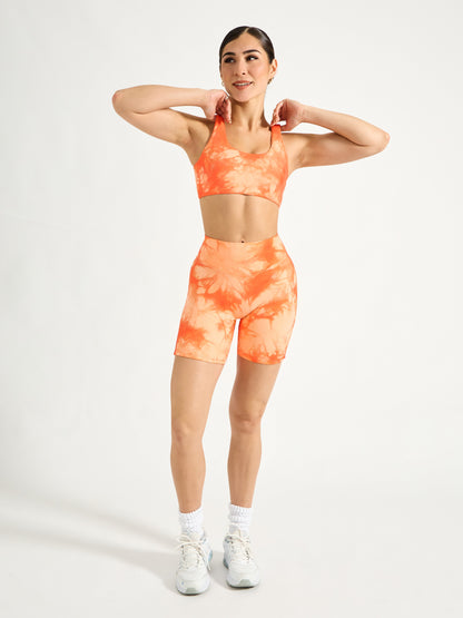 Double Dip Butter Sports Bra - Peach Rings Tie Dye
