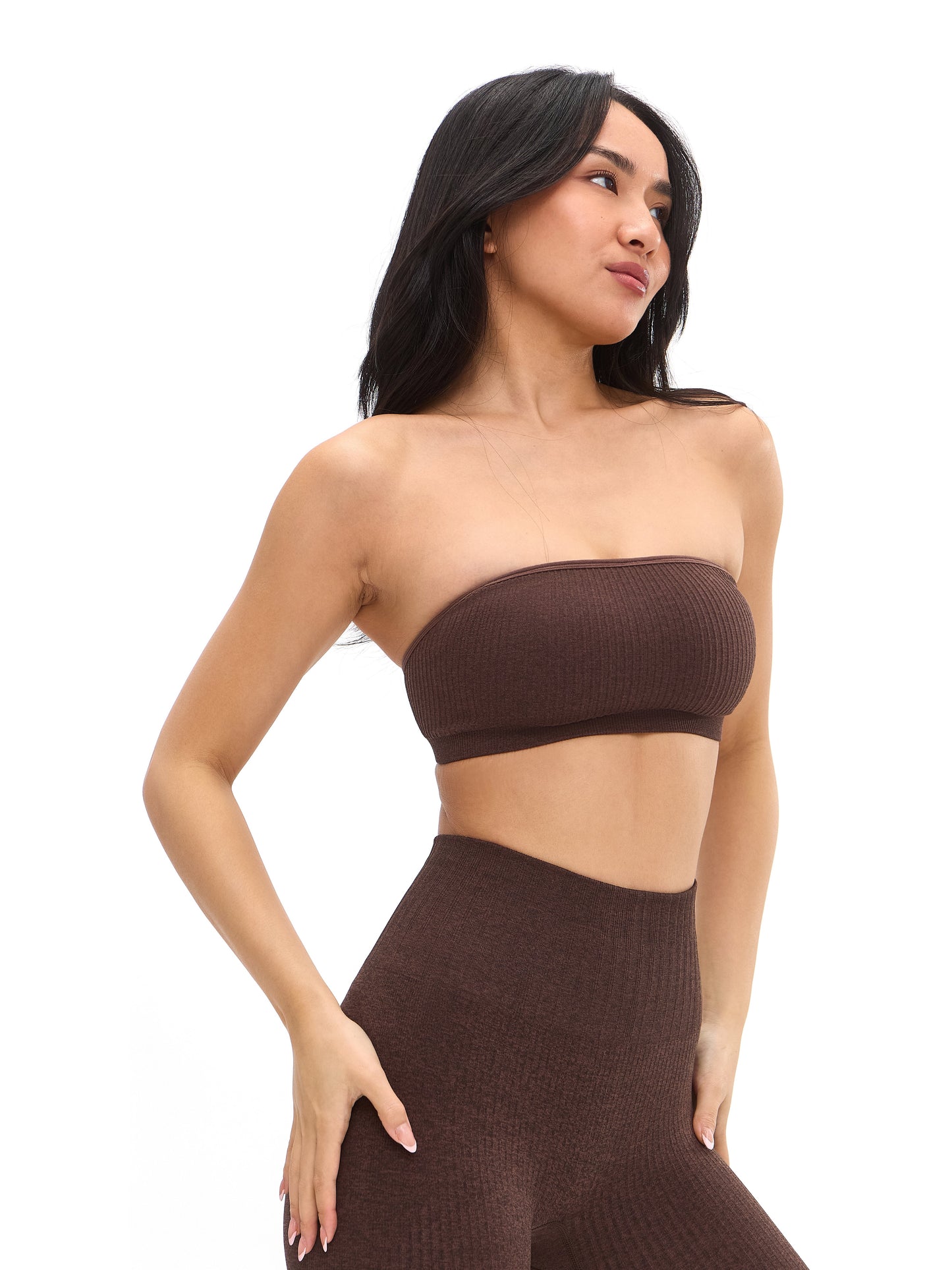 Seamless Ribbed Bandeau - Coffee