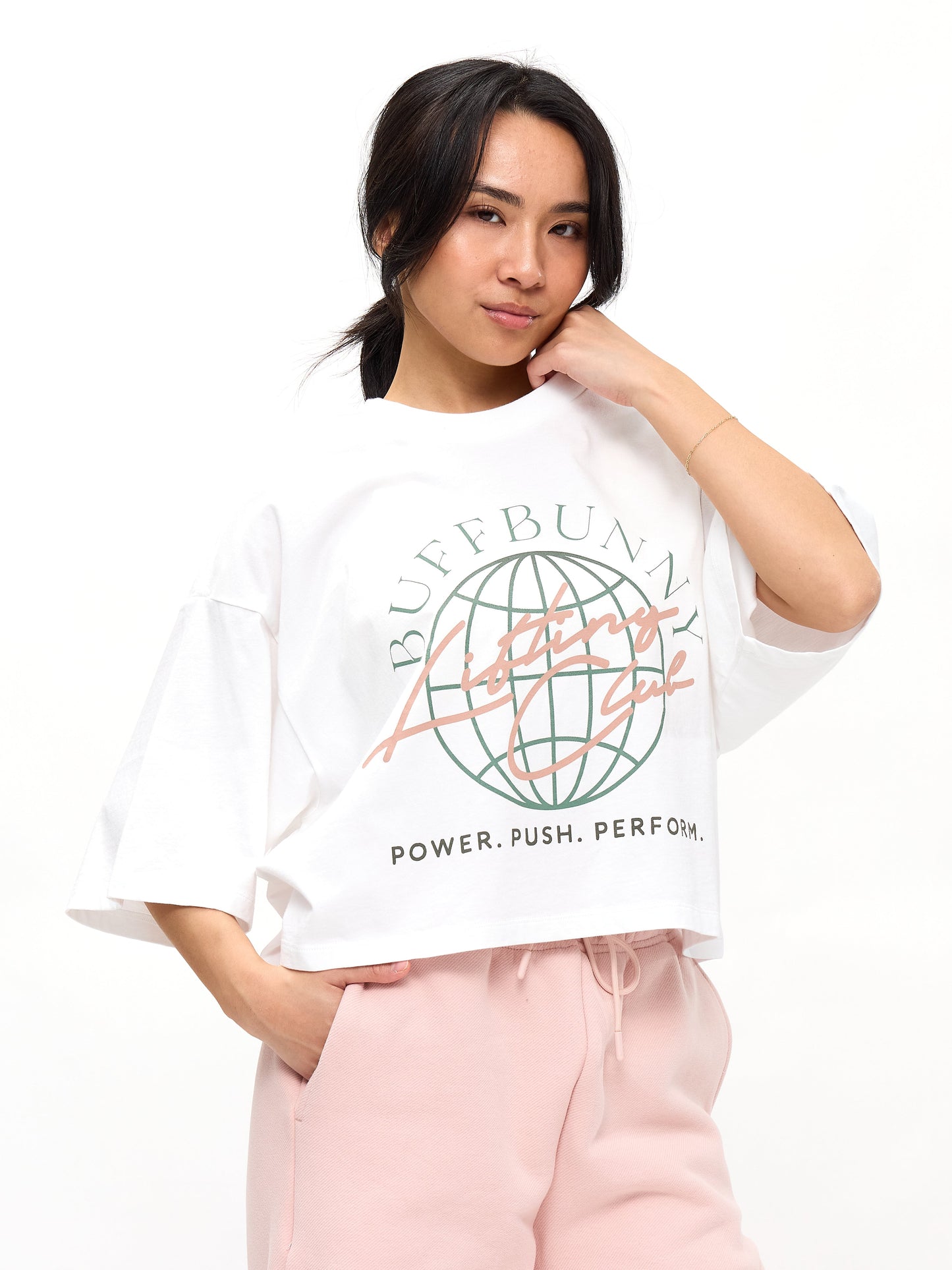 Lifting Club Crop Tee - White