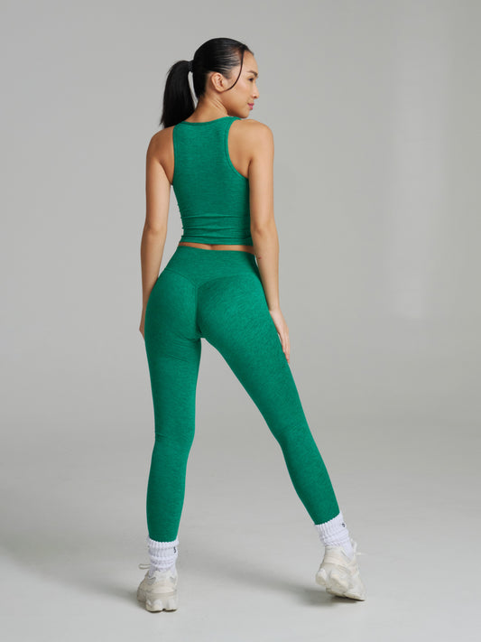 Dream Heathered Legging - Heather Green