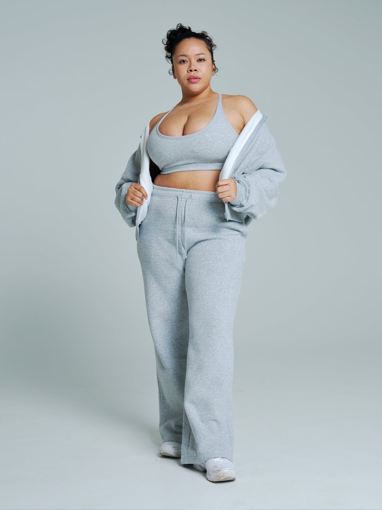 Plush Fleece Straight Leg Sweat Pant - Heather Grey