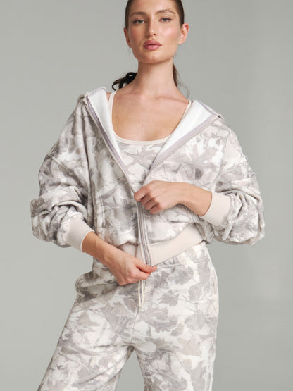 Plush Fleece Zip Hoodie - Snow Camo