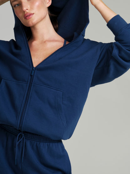 Threads Zip Hoodie - Baked Blue
