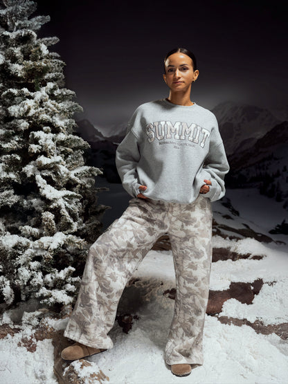 Plush Fleece Crew Pullover - Heather Grey