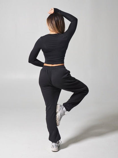 Halo Long Sleeve Baby Tee - Onyx Black
