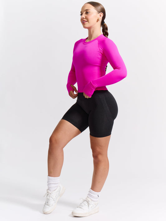 Seamless Long Sleeve Baby Tee - Hard Candy