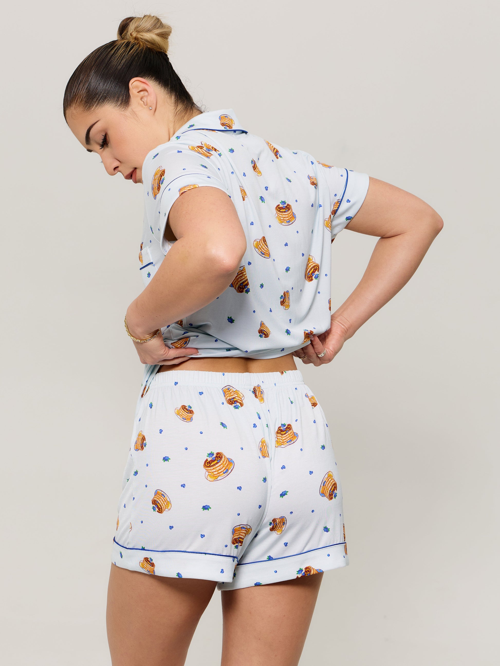 Pajama Shorts Set - Pancake Print